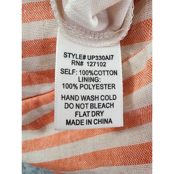 Bo Bel Striped High Waist Shorts Size L Peach Cream Exposed Back Zipper Cotton - Picture 4 of 10